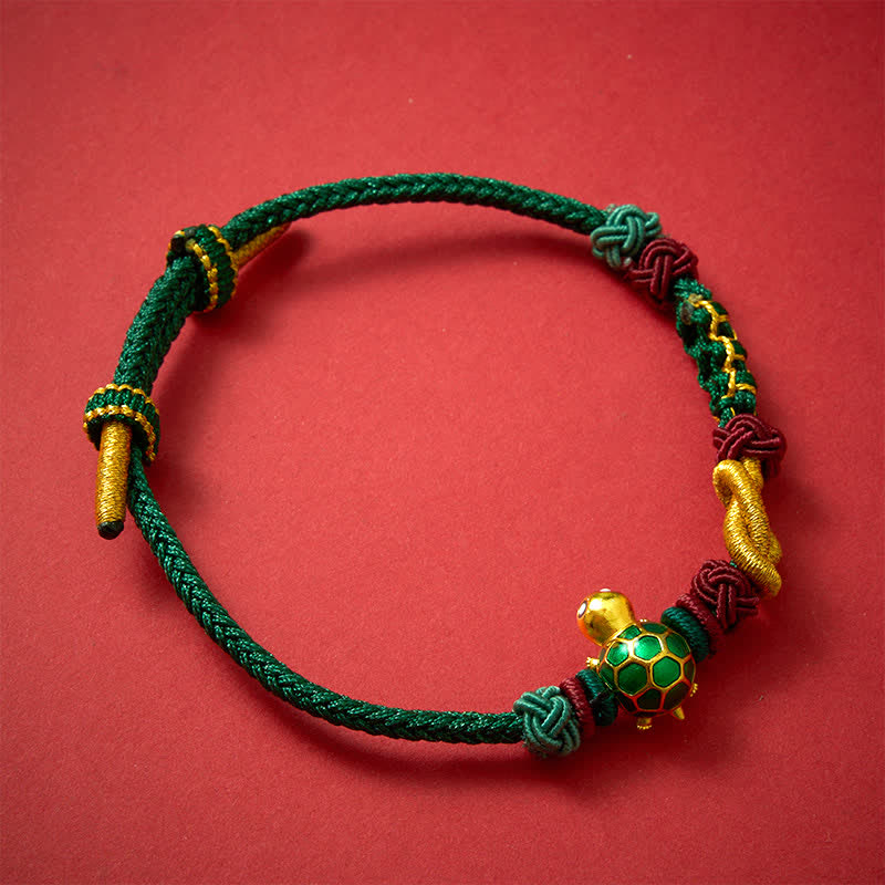 Buddha Stones Handgeweven koperen schildpad rode koord Armband - image 1