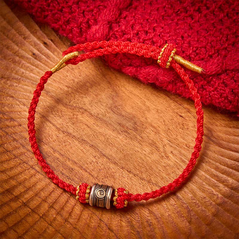 Buddha Stones Koperen Yin Yang Armband met rode koordjes - image 3