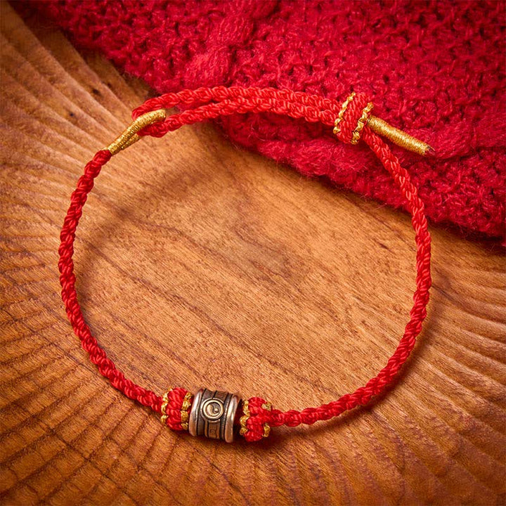 Buddha Stones Koperen Yin Yang Armband met rode koordjes - image 3