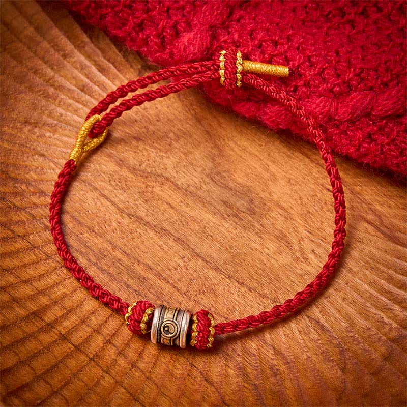 Buddha Stones Koperen Yin Yang Armband met rode koordjes - image 16