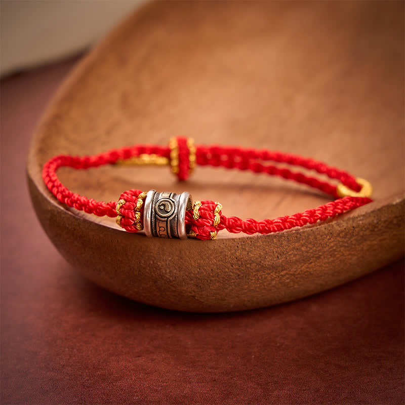 Buddha Stones Koperen Yin Yang Armband met rode koordjes - image 1