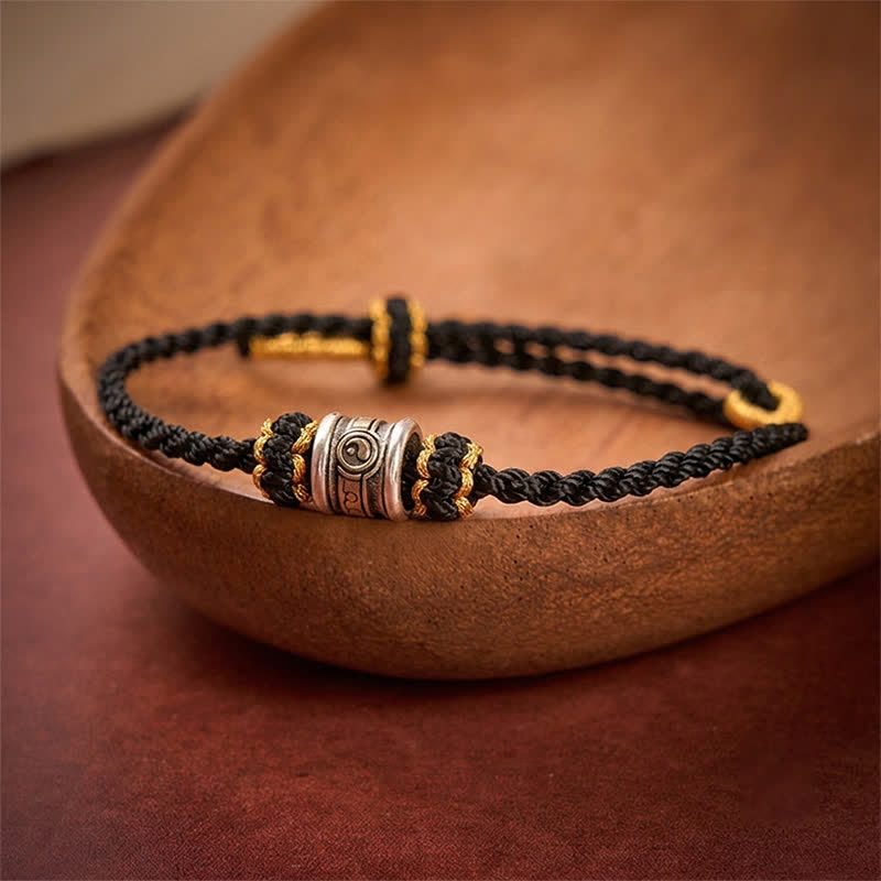 Buddha Stones Koperen Yin Yang Armband met rode koordjes - Zwarte snaar - image 11
