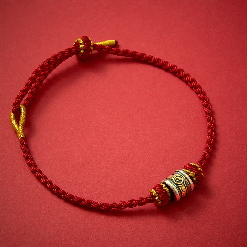 Buddha Stones Koperen Yin Yang Armband met rode koordjes - Donkerrode koord - image 15