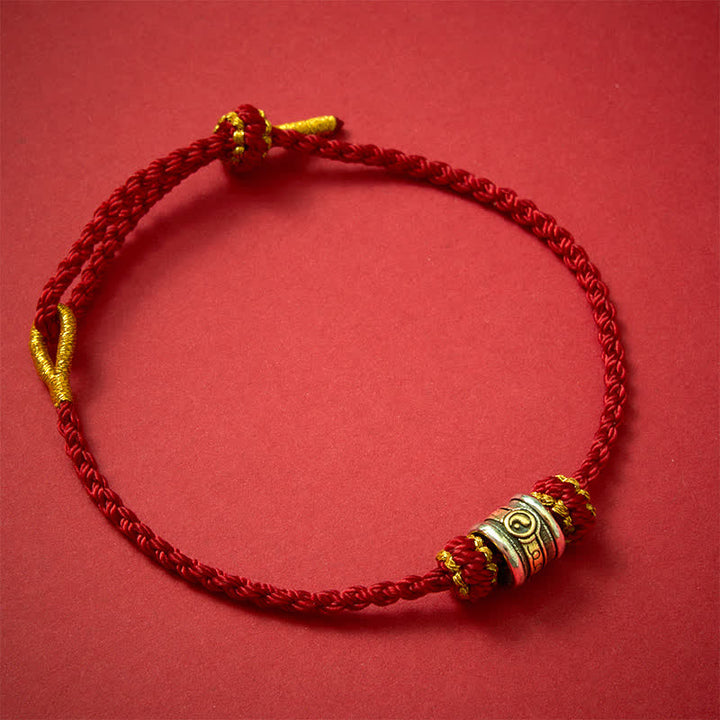 Buddha Stones Koperen Yin Yang Armband met rode koordjes - Donkerrode koord - image 15