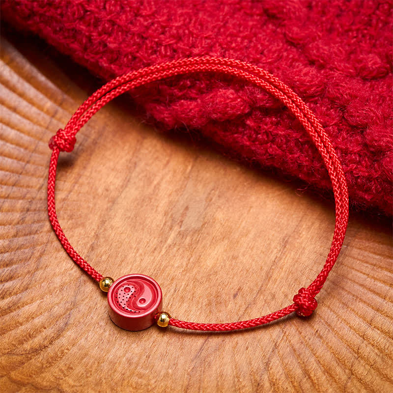 Buddha Stones Yin Yang rode koord Armband - image 1