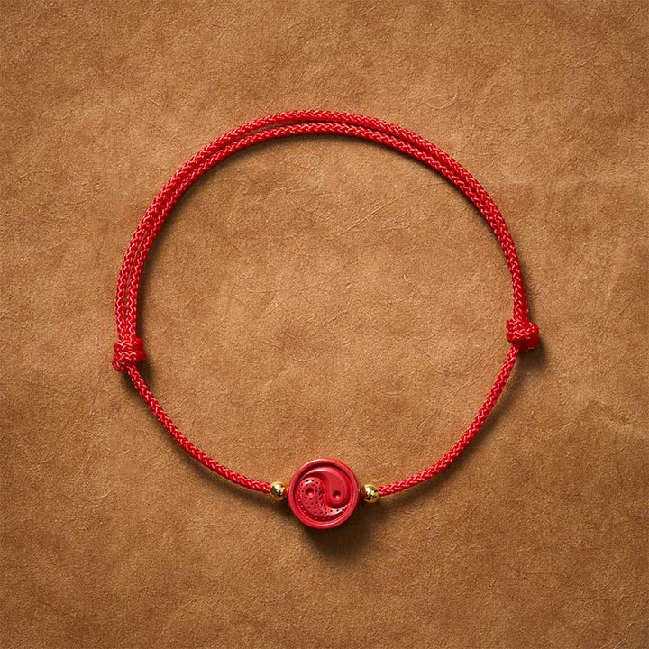 Buddha Stones Yin Yang rode koord Armband - 5,9–6,7 inch (15–17 cm) - image 0