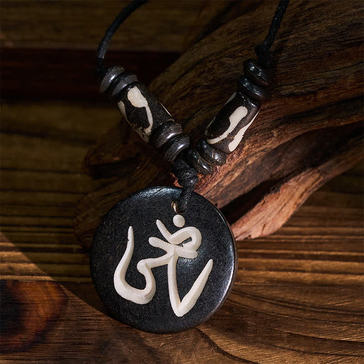 Buddha Stones Botkraal OM Tibetaanse ronde hanger Ketting - image 4