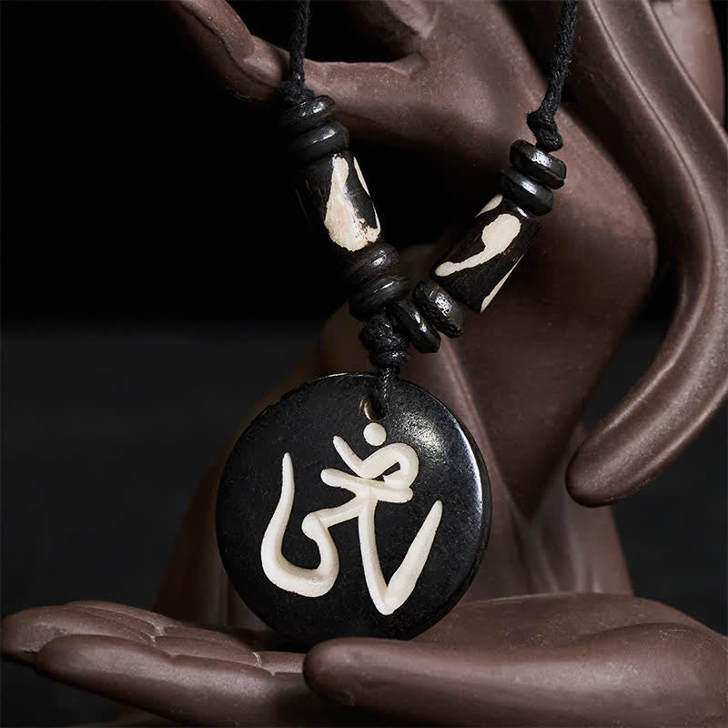 Buddha Stones Botkraal OM Tibetaanse ronde hanger Ketting - image 3