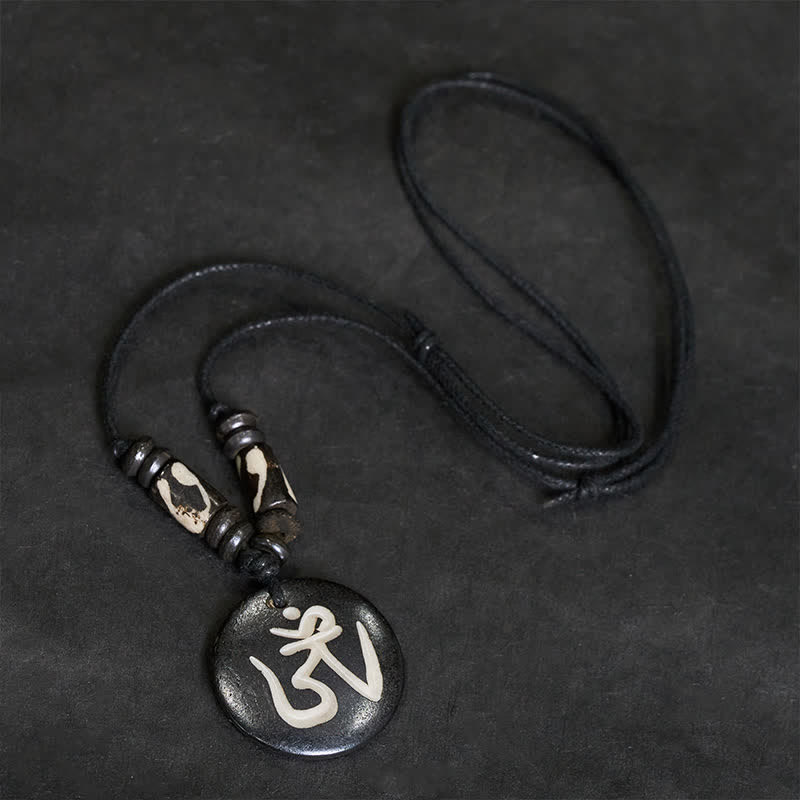 Buddha Stones Botkraal OM Tibetaanse ronde hanger Ketting - image 2