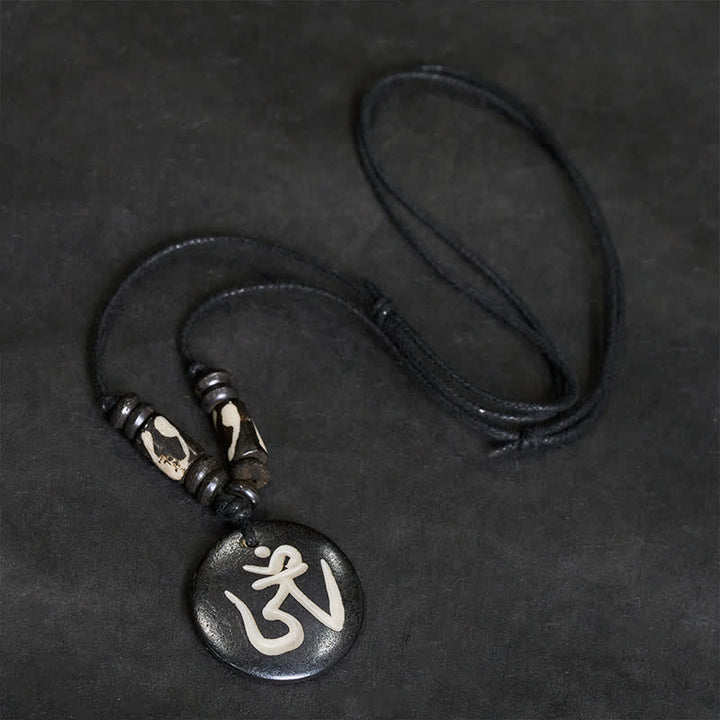 Buddha Stones Botkraal OM Tibetaanse ronde hanger Ketting - image 2