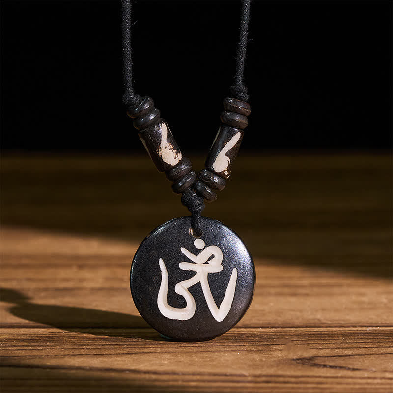 Buddha Stones Botkraal OM Tibetaanse ronde hanger Ketting - image 1