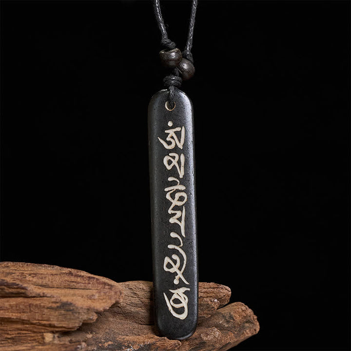 Buddha Stones Handgesneden kralenketting van been met de tekst Om Mani Padme Hum ( Ketting) - image 4