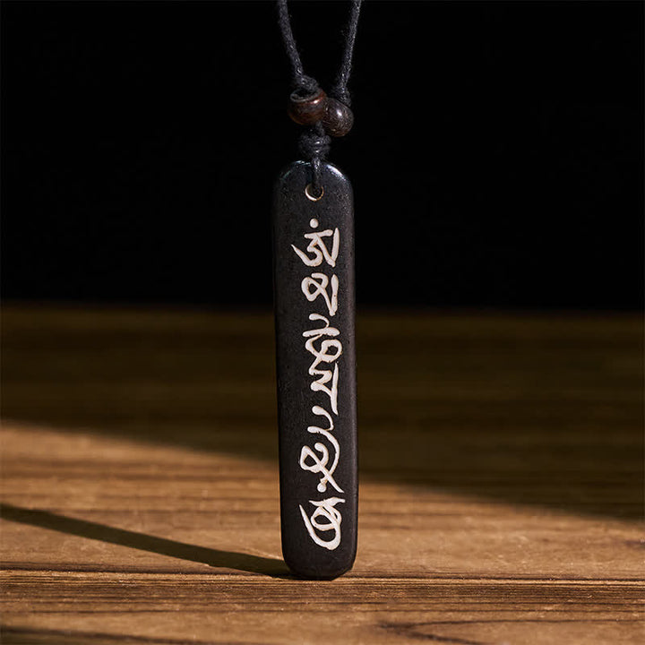 Buddha Stones Handgesneden kralenketting van been met de tekst Om Mani Padme Hum ( Ketting) - Om Mani Padme Hum(Liefde ♥ Focus) - image 0