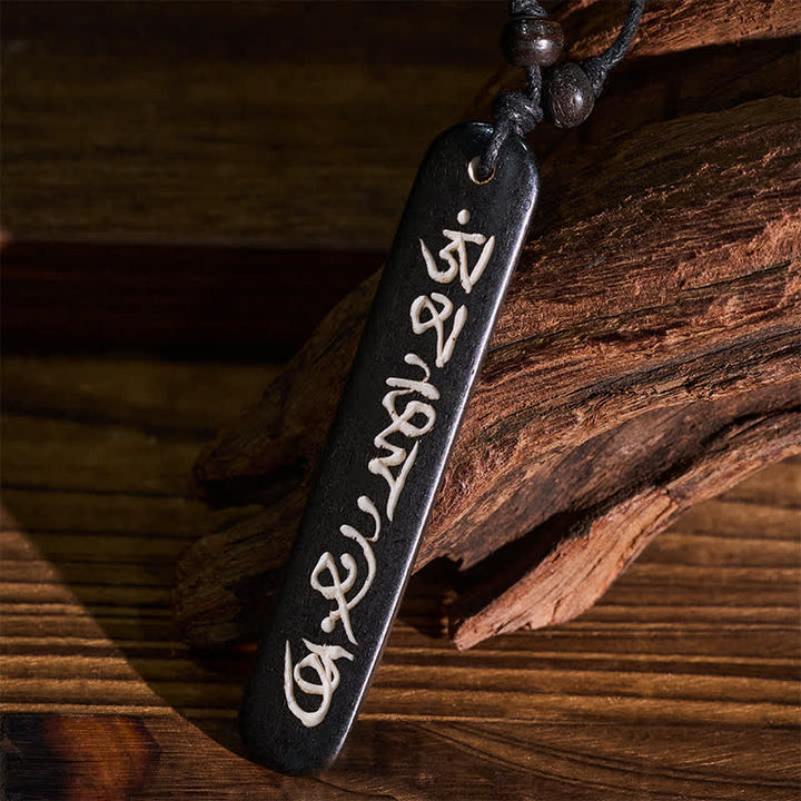 Buddha Stones Handgesneden kralenketting van been met de tekst Om Mani Padme Hum ( Ketting) - image 3