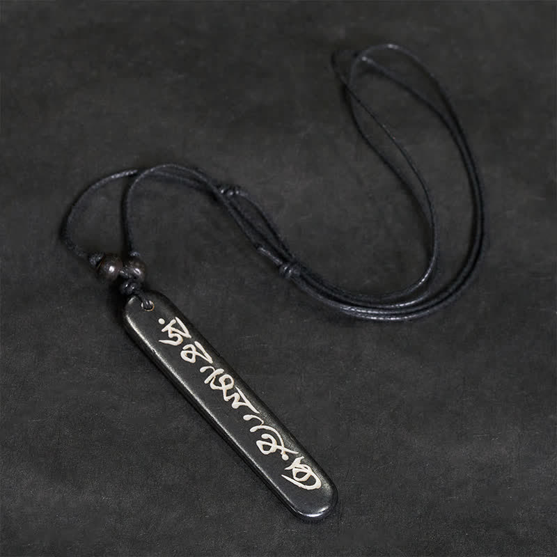 Buddha Stones Handgesneden kralenketting van been met de tekst Om Mani Padme Hum ( Ketting) - image 2