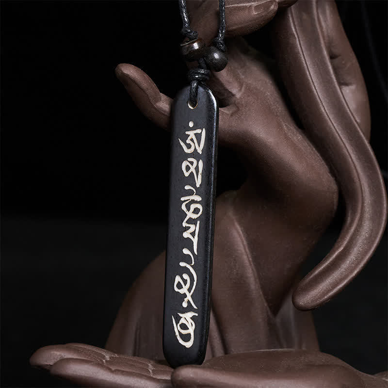 Buddha Stones Handgesneden kralenketting van been met de tekst Om Mani Padme Hum ( Ketting) - image 1