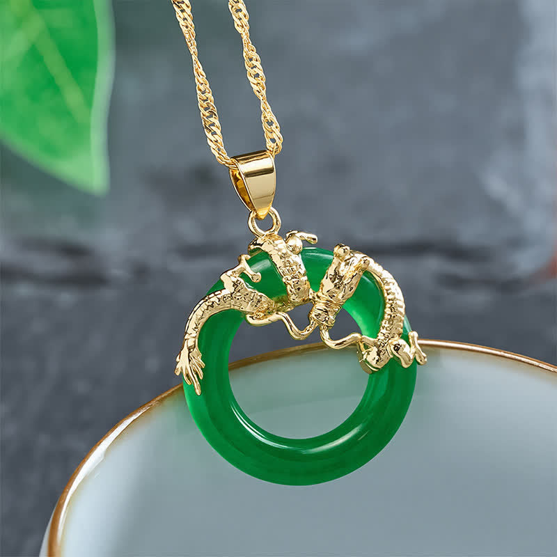 Buddha Stones Jade Draak Ronde Hanger Ketting - image 1