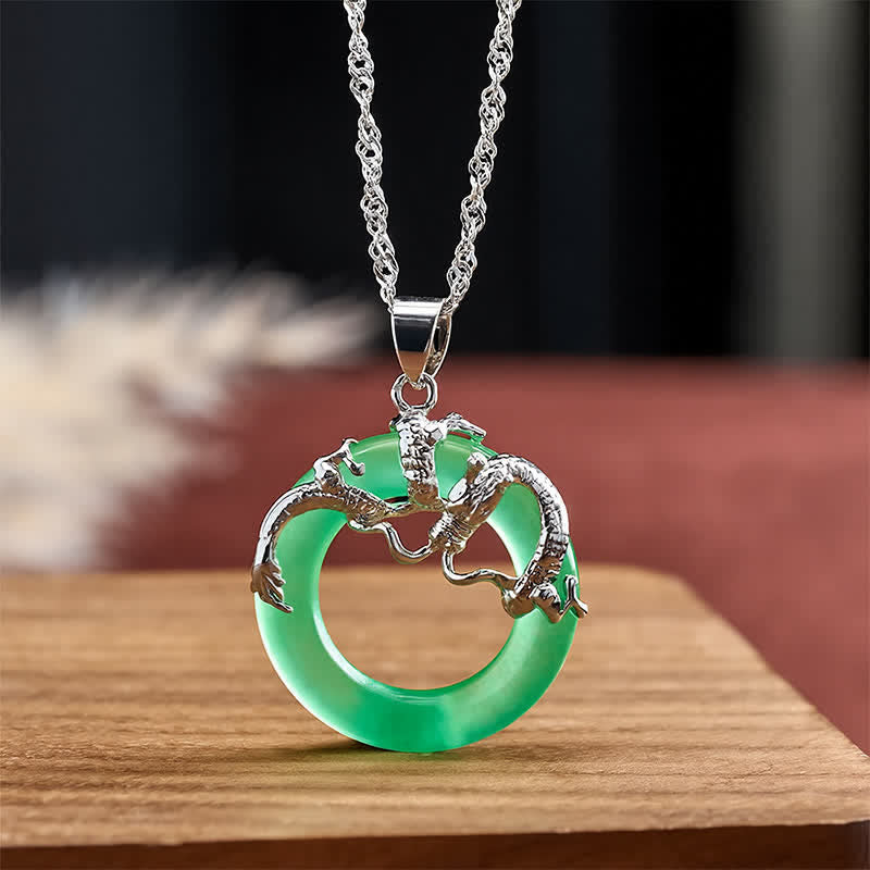 Buddha Stones Jade Draak Ronde Hanger Ketting - image 9