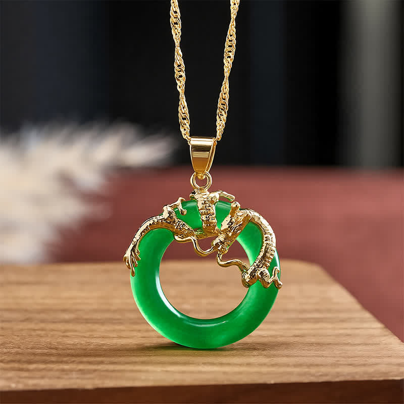 Buddha Stones Jade Draak Ronde Hanger Ketting - image 2