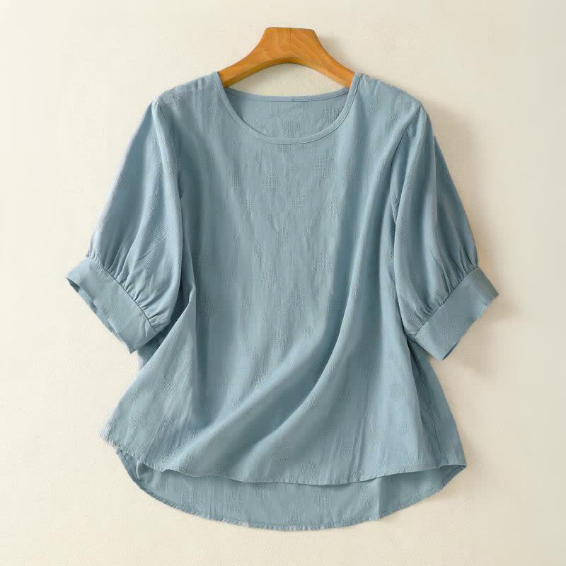 Buddha Stones Ronde hals T-shirt met ronde hals en korte mouwen voor dames. - Lichtblauw - US8-10，UK/AU12-14，EU40-42 (2XL) - image 0