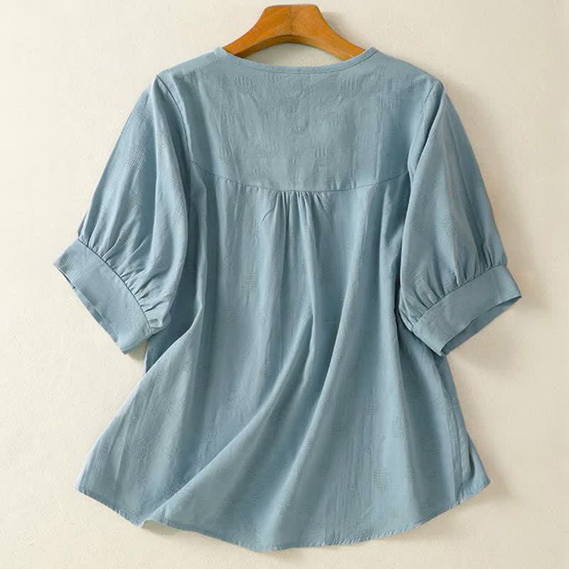 Buddha Stones Ronde hals T-shirt met ronde hals en korte mouwen voor dames. - image 1
