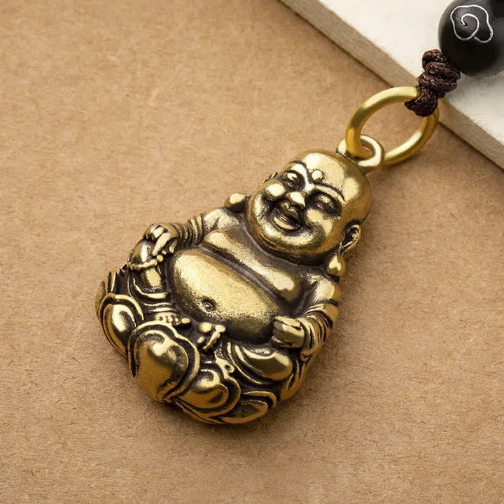 Buddha Stones Messing Lachende Boeddha Aardingsgeluk Gevlochten Sleutelhangers - image 3
