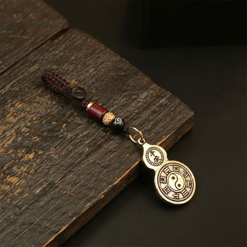 Buddha Stones Messing Bagua Kalebas Pi Xiu Vijf Keizer Munten Hanger Beschermingsamulet Sleutelhangers - Kalebas - image 1