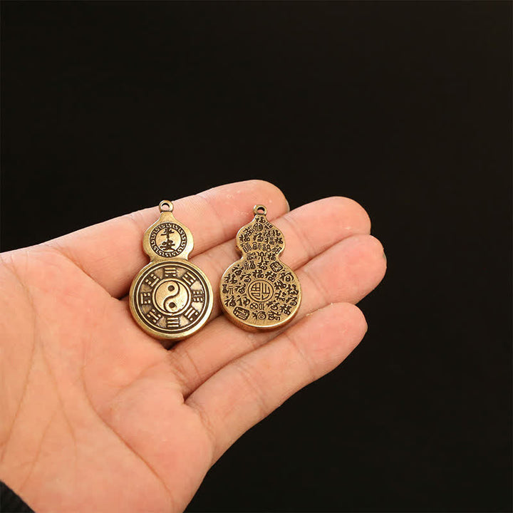 Buddha Stones Messing Bagua Kalebas Pi Xiu Vijf Keizer Munten Hanger Beschermingsamulet Sleutelhangers - image 15
