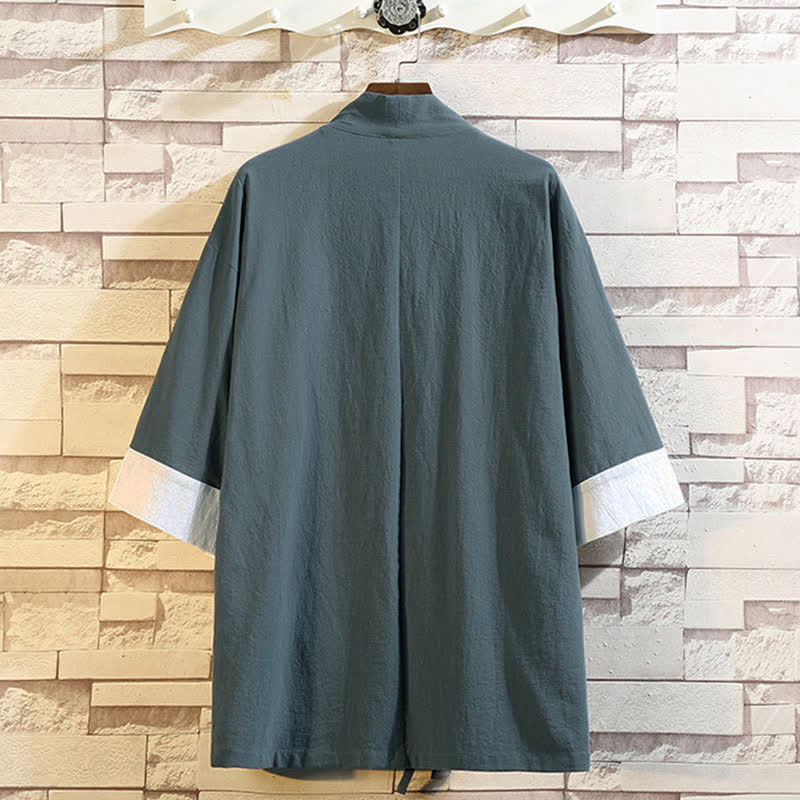 Buddha Stones Lente/Zomer Casual Vintage Kimono met Kraanvogelborduurwerk en Mouw tot de elleboog - image 1