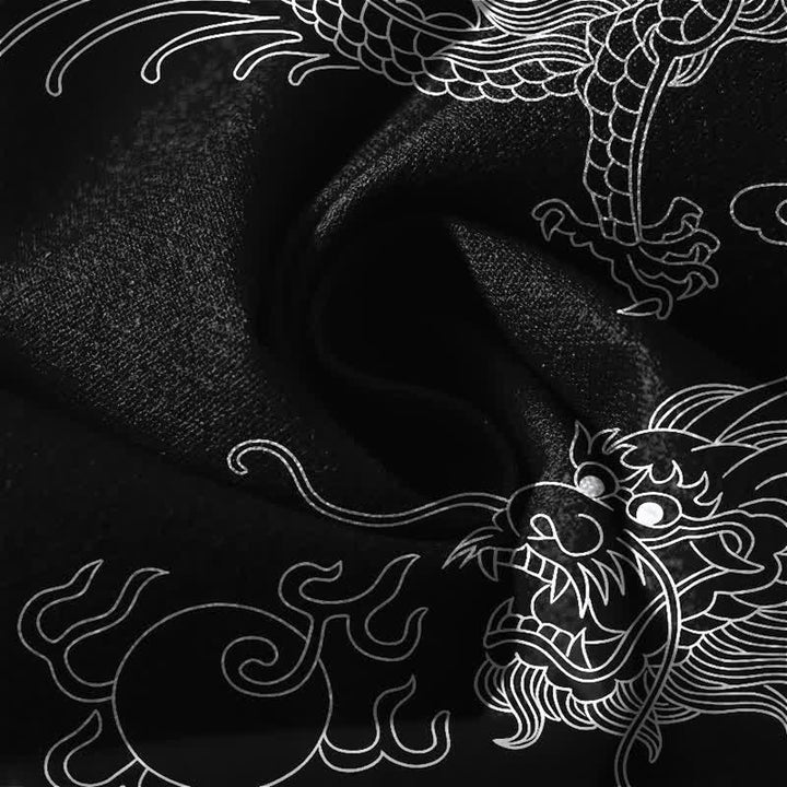 Buddha Stones Getailleerde herenbroek van 100% Cotton met Zakken , met patroon van een keizerlijke draak. - image 6