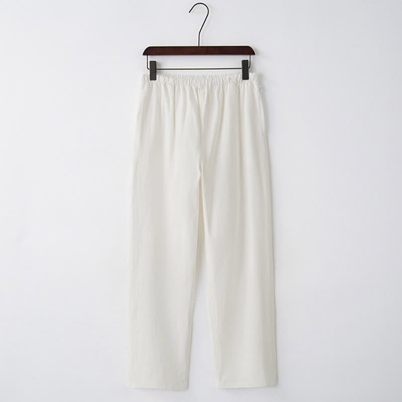 Buddha Stones Casual herenbroek van effen katoen met Zakken. - Wit - US/UK/AU44, EU54 (4XL)  - image 8