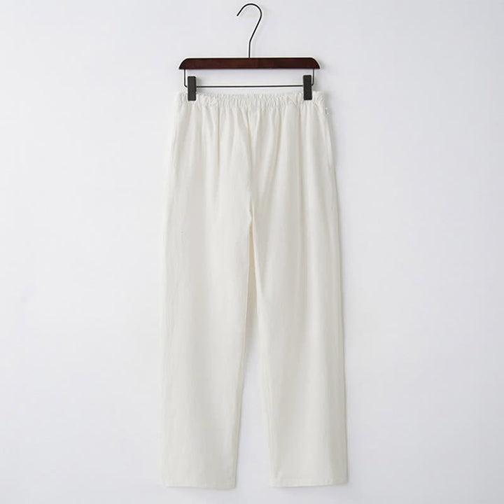 Buddha Stones Casual herenbroek van effen katoen met Zakken. - Wit - US/UK/AU44, EU54 (4XL)  - image 8
