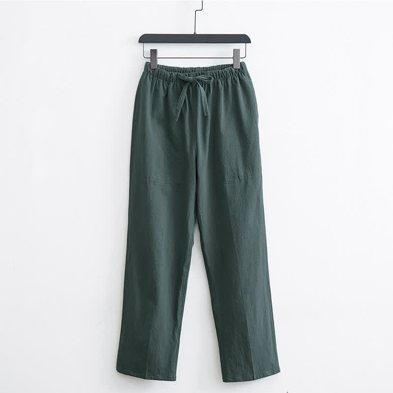 Buddha Stones Casual herenbroek van effen katoen met Zakken. - Donkergroen - US/UK/AU44, EU54 (4XL)  - image 10