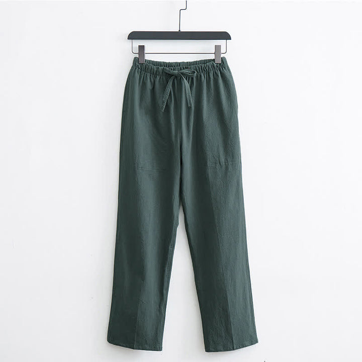 Buddha Stones Casual herenbroek van effen katoen met Zakken. - Donkergroen - US/UK/AU44, EU54 (4XL)  - image 10