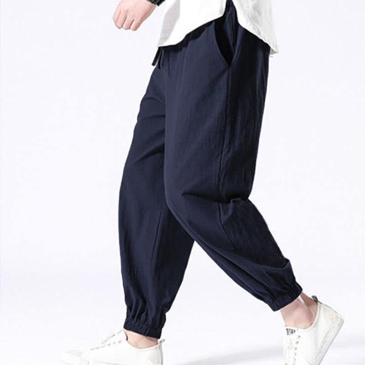 Casual harembroek voor heren met Zakken , effen katoen en Buddha Stones. - image 8