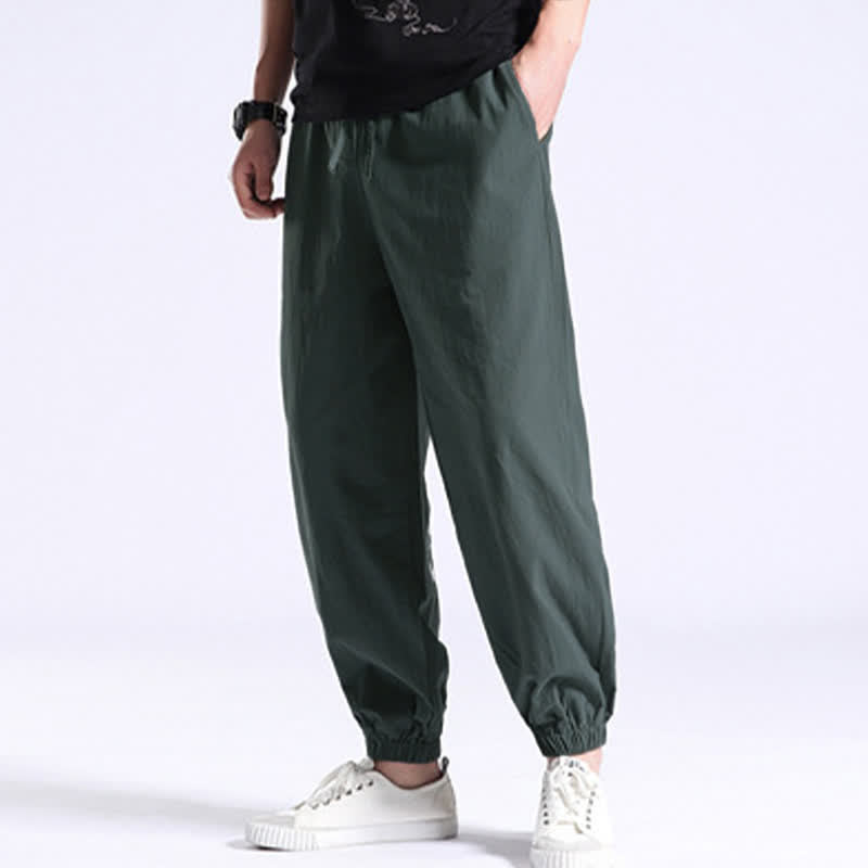 Casual harembroek voor heren met Zakken , effen katoen en Buddha Stones. - image 11