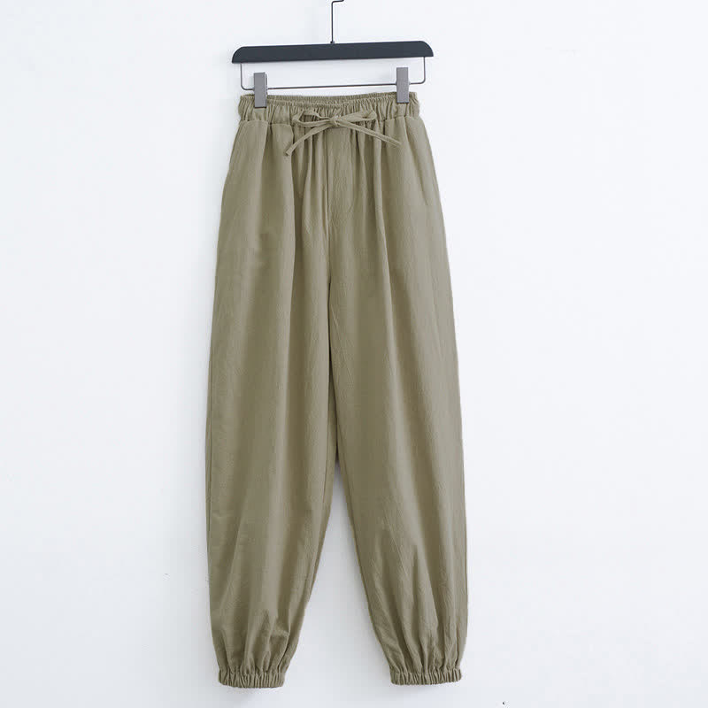 Casual harembroek voor heren met Zakken , effen katoen en Buddha Stones. - Donker kaki - US/UK/AU44, EU54 (4XL) - image 6