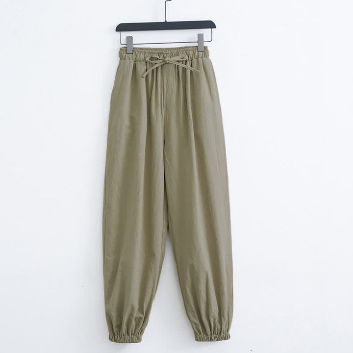 Casual harembroek voor heren met Zakken , effen katoen en Buddha Stones. - Donker kaki - US/UK/AU44, EU54 (4XL) - image 6