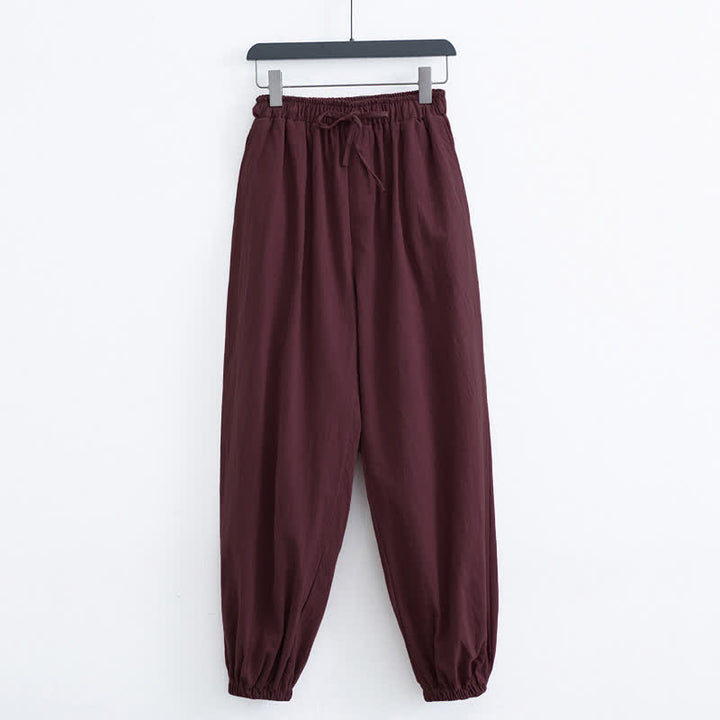 Casual harembroek voor heren met Zakken , effen katoen en Buddha Stones. - Kastanjebruin - US/UK/AU44, EU54 (4XL) - image 9
