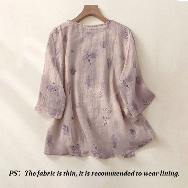Buddha Stones Damesblouse met driekwartmouwen en geborduurd Mouwlengte - image 1