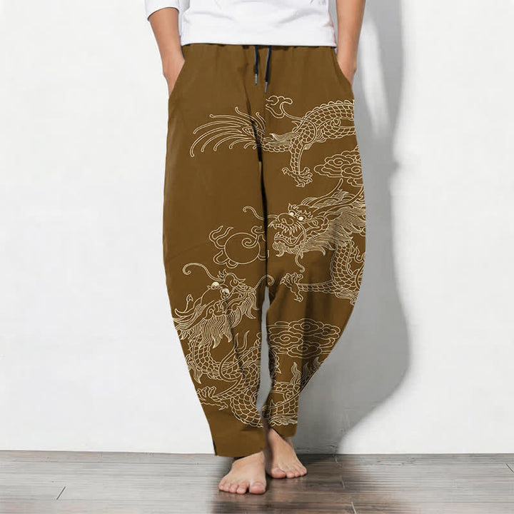 Buddha Stones Getailleerde herenbroek van 100% Cotton met Zakken , met patroon van een keizerlijke draak. - Peru - US/UK/AU50, EU60 (5XL) - image 11