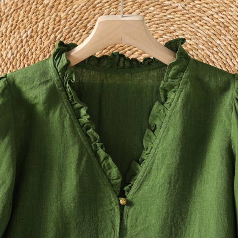 Buddha Stones Lente/Zomer Boho Overhemden met Knoopsluiting en Lange mouw voor Dames - image 2
