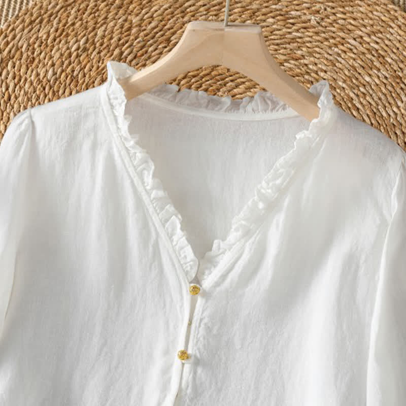 Buddha Stones Lente/Zomer Boho Overhemden met Knoopsluiting en Lange mouw voor Dames - image 10