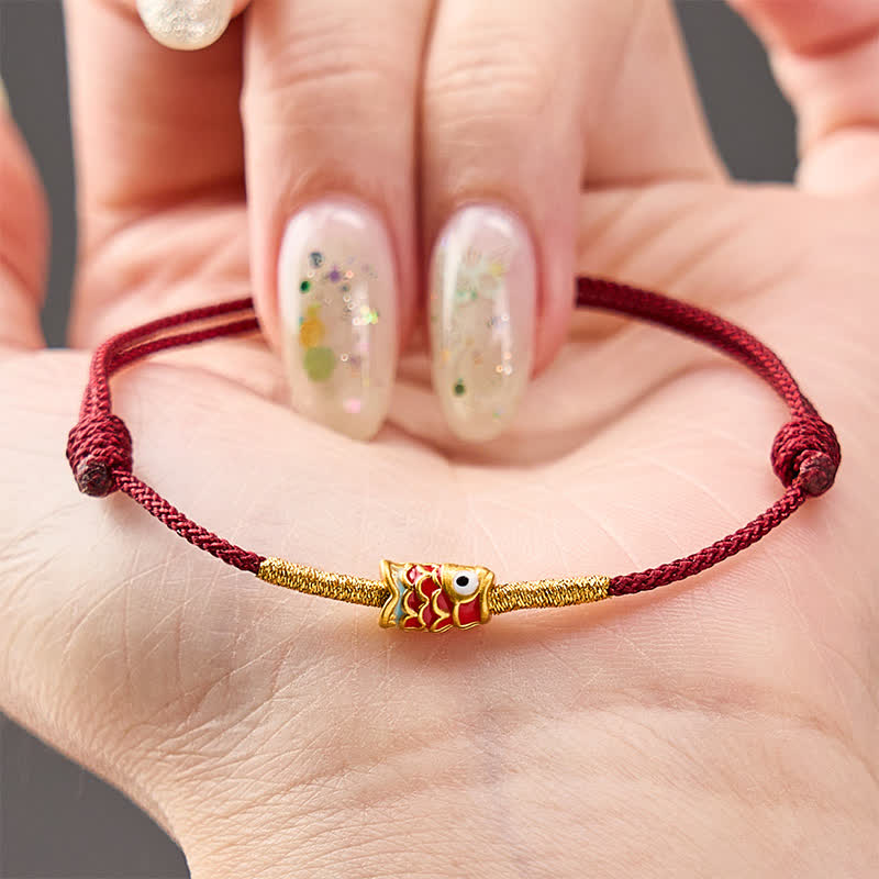 Buddha Stones Handgeweven Armband met rode koord en Koi-vismotief - image 3