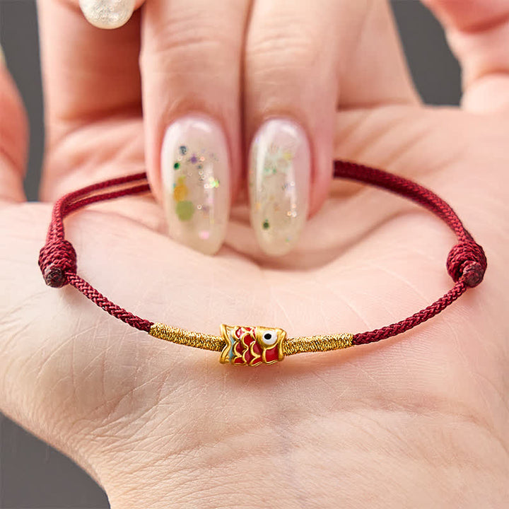 Buddha Stones Handgeweven Armband met rode koord en Koi-vismotief - image 3