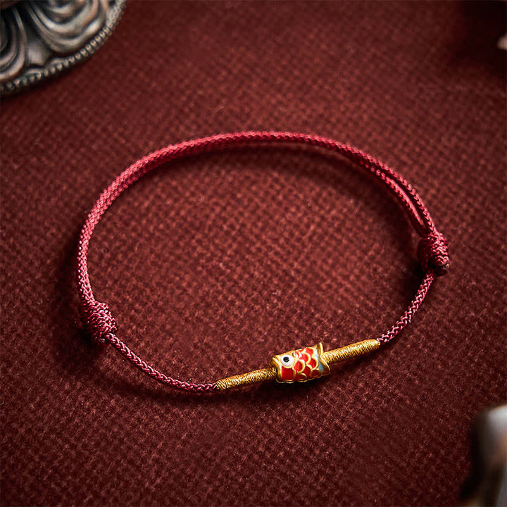 Buddha Stones Handgeweven Armband met rode koord en Koi-vismotief - image 2