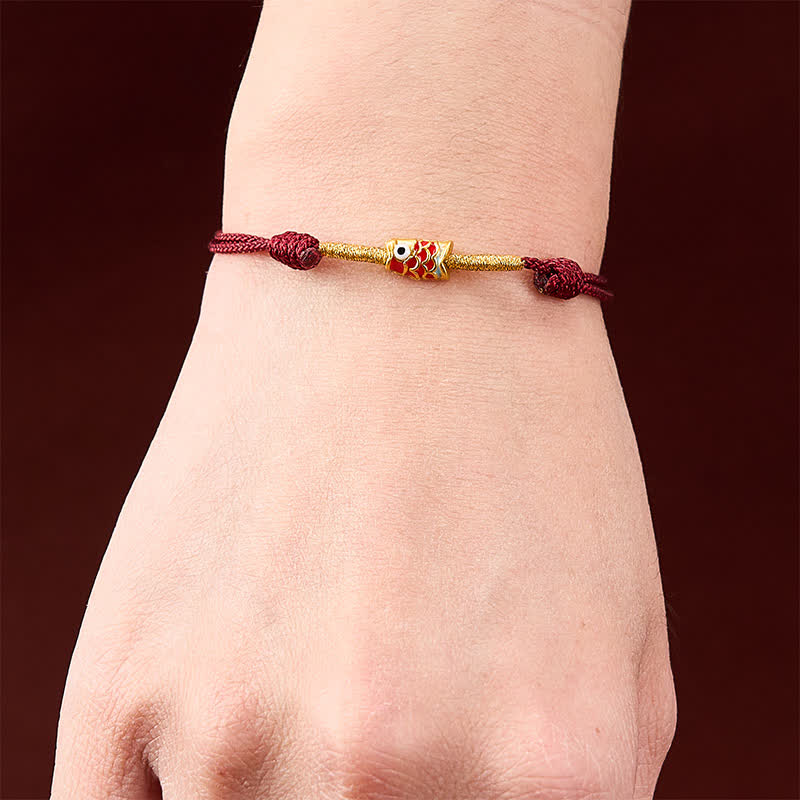 Buddha Stones Handgeweven Armband met rode koord en Koi-vismotief - image 4