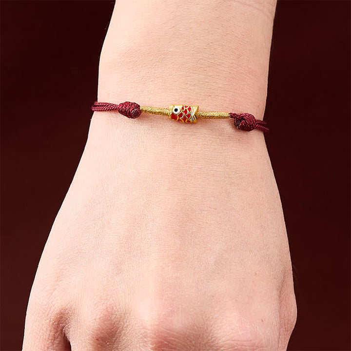 Buddha Stones Handgeweven Armband met rode koord en Koi-vismotief - image 4