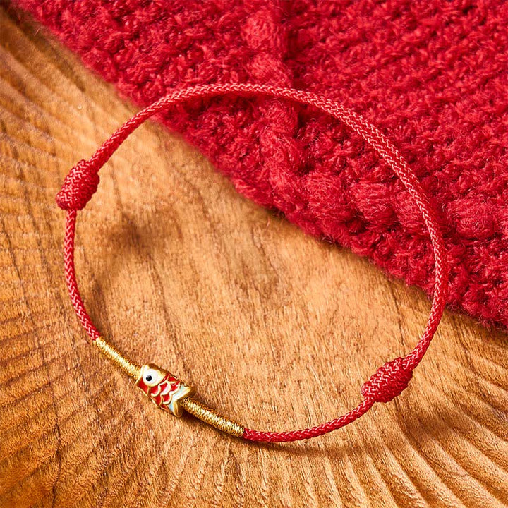Buddha Stones Handgeweven Armband met rode koord en Koi-vismotief - image 8