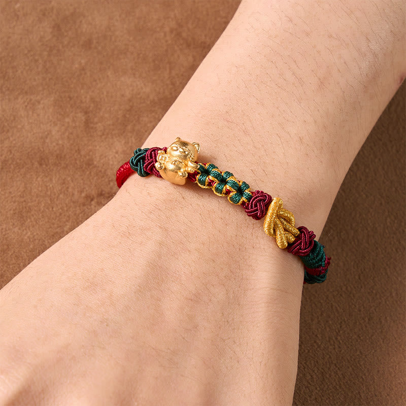 Buddha Stones Handgeweven Armband met gelukskatje en rode draad - image 10
